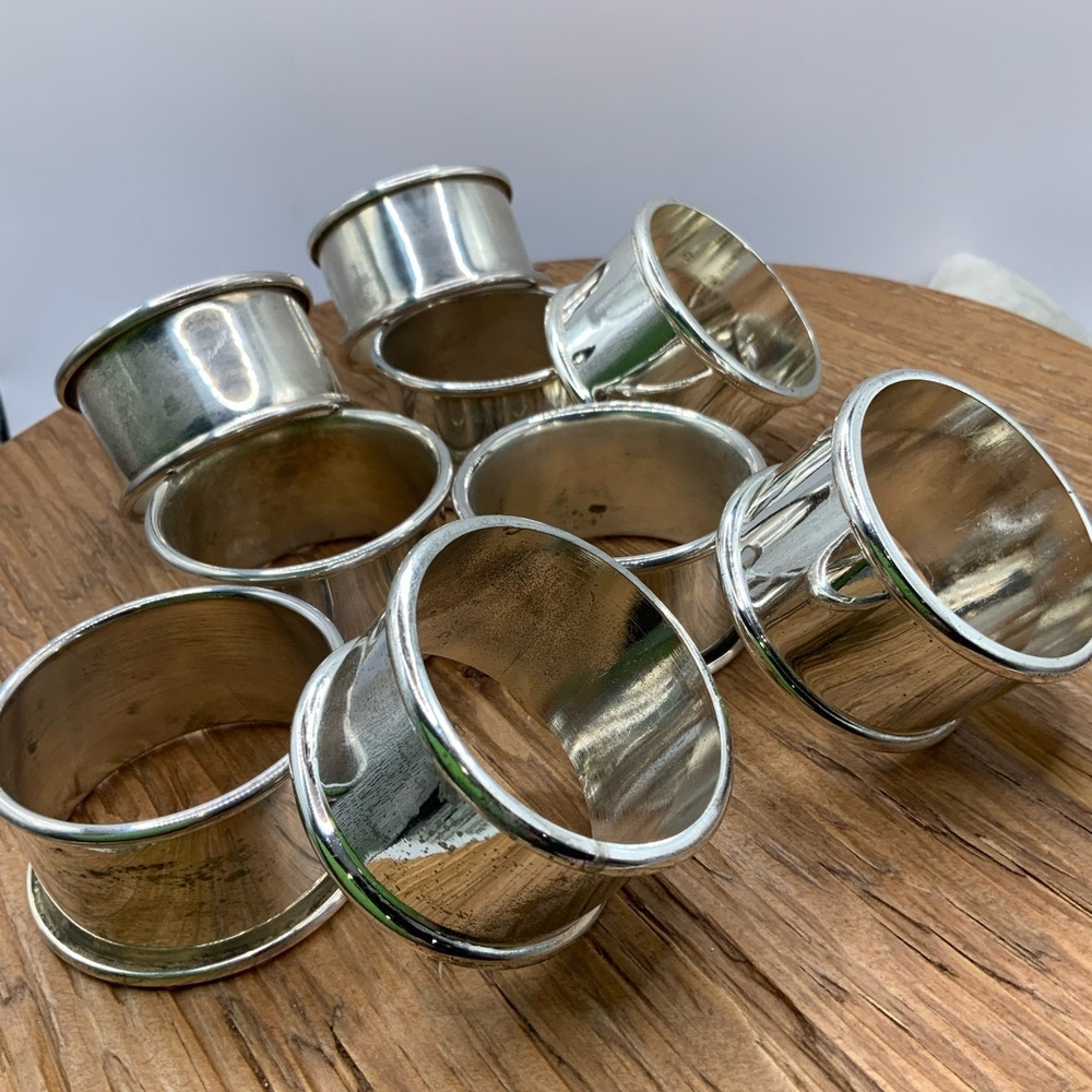Leonard Silver Plated Hong Kong Vintage 9 Napkin Rings